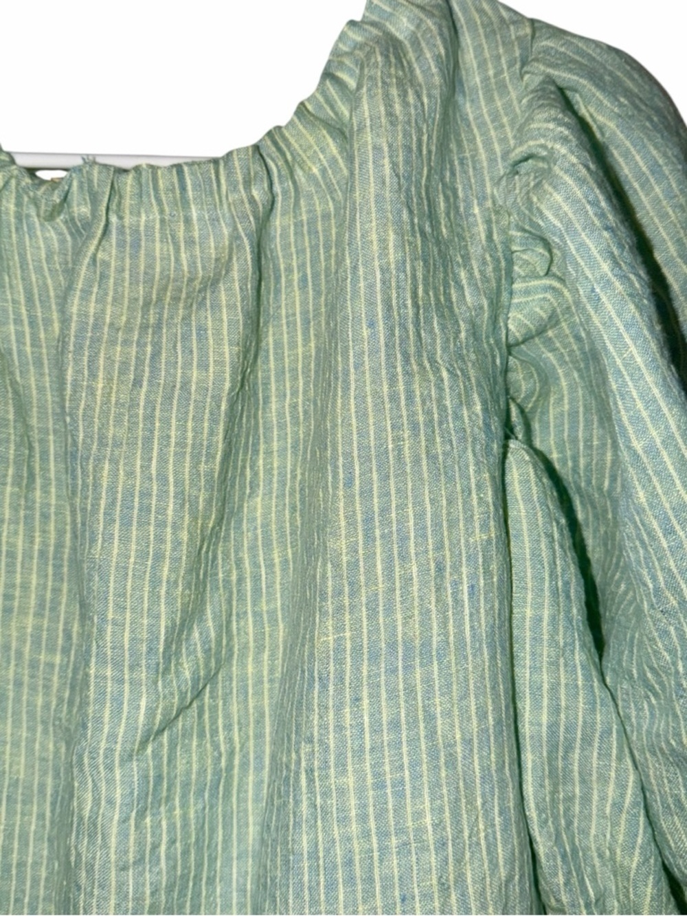 Handmade 100% Linen Mint Green Stripe Dress/Tunic - Picture 7 of 9